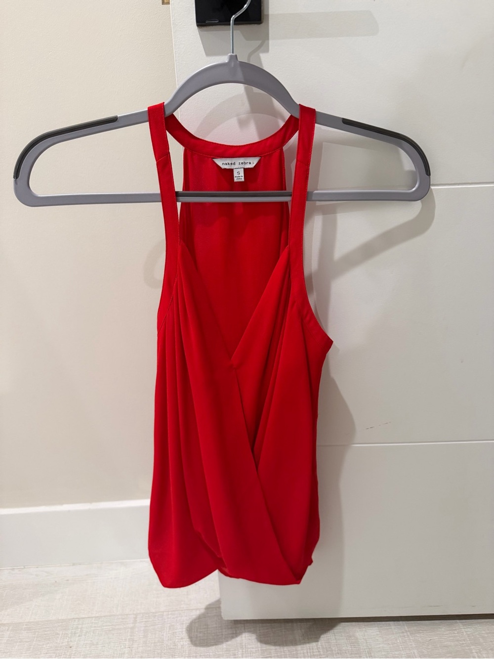 Naked Zebra Red Draped V-Neck Camisole